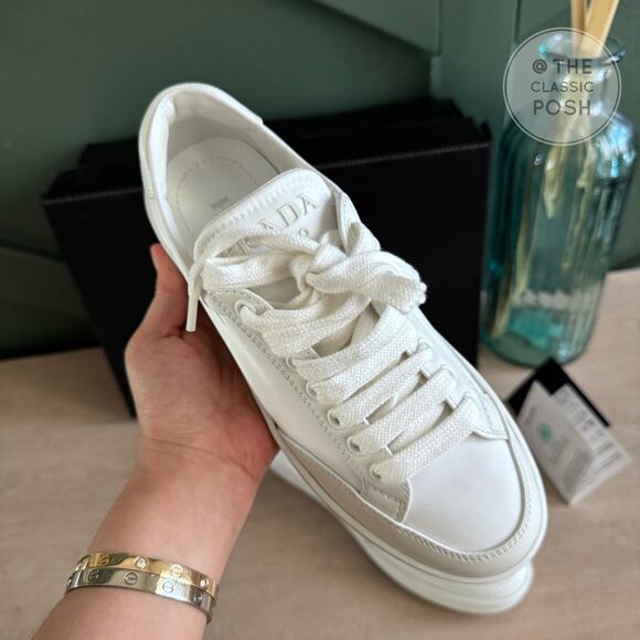 NEW Prada  Nappa Re Nylon White Sneakers Low Top Sz 35 - Picture 3 of 7
